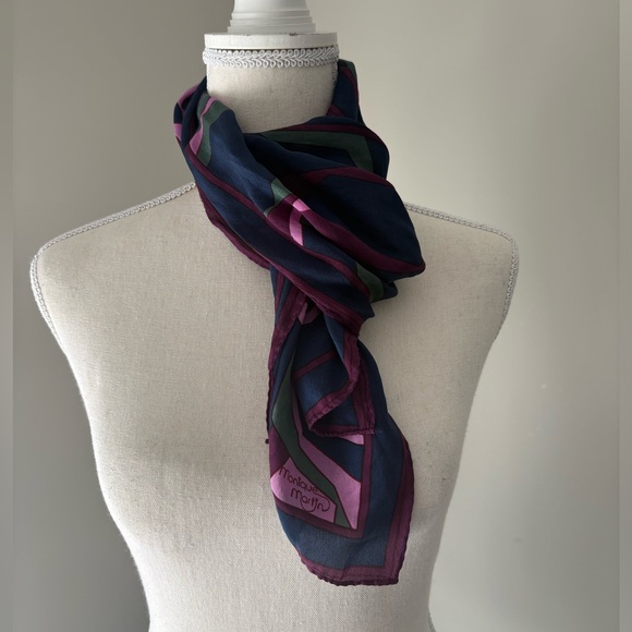 Monique Martin 100% Silk Scarf 1970s Mod Geometric Pop Art - Picture 8 of 9